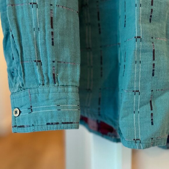 Carbon2Cobalt Teal Blue Button Down Shirt XL Men’s Casual Cotton Long Sleeve - Picture 5 of 6